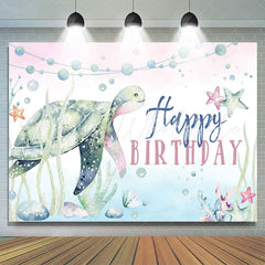 Lofaris Watercolor Ocean Turtle Starfish Birthday Backdrop