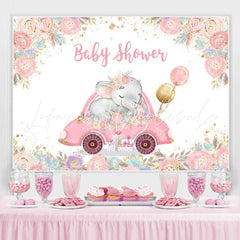 Lofaris Watercolor Pink Elephant Baby Shower Party Backdrop