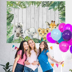 Lofaris Watercolor Safari Animals Backdrops for Baby Shower