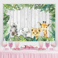 Lofaris Watercolor Safari Animals Backdrops for Baby Shower