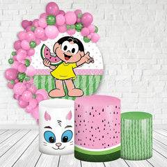 Lofaris Watermelon And Happy Kids Round Birthday Backdrop Kit