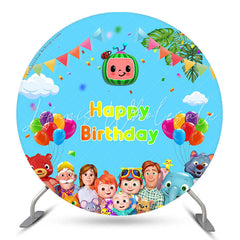 Lofaris Watermelon Balloons Happy Birthday Round Backdrop