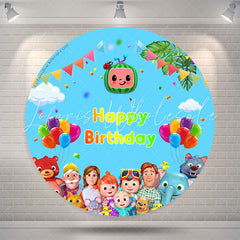 Lofaris Watermelon Balloons Happy Birthday Round Backdrop