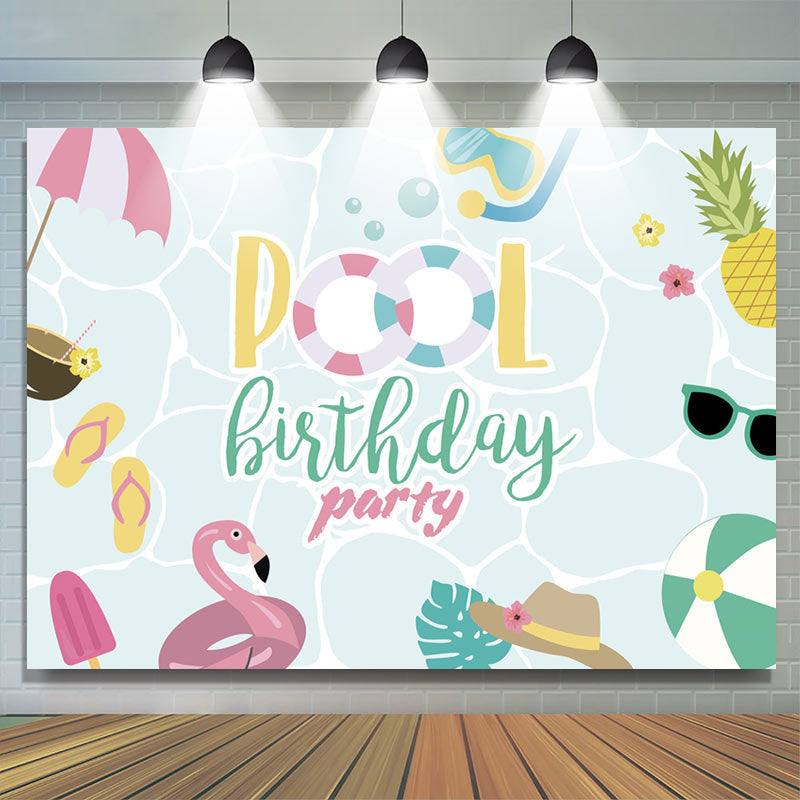 Lofaris Waterwave Summer Holiday Pool Birthday Party Backdrop