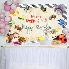 Lofaris We Are Bugging Out Cartoon Insect Birthday Backdrop