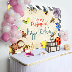 Lofaris We Are Bugging Out Cartoon Insect Birthday Backdrop