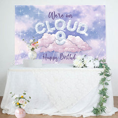 Lofaris We Are On Cloud Dreamy Purple 9th Birthday Backdrop