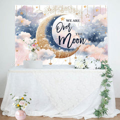 Lofaris We Are Over Moon Cloud Twins Baby Shower Backdrop