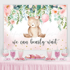 Lofaris We Can Bearly Wait Pink Floral Baby Shower Backdrop