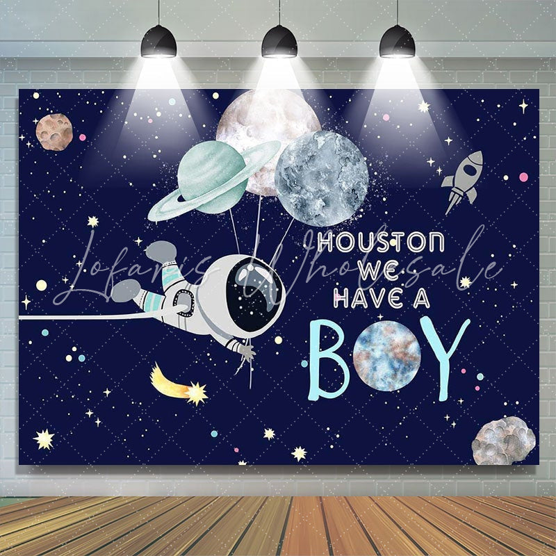 Lofaris Astronaut Boy Baby Shower Backdrop for Photoshoot