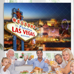 Lofaris Welcome To Los Vegas City Night Birthday Backdrops