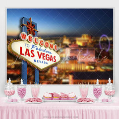 Lofaris Welcome To Los Vegas City Night Birthday Backdrops