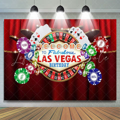 Lofaris Welcome To Los Vegas Red Curtains Birthday Backdrop