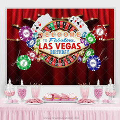 Lofaris Welcome To Los Vegas Red Curtains Birthday Backdrop