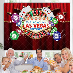 Lofaris Welcome To Los Vegas Red Curtains Birthday Backdrop