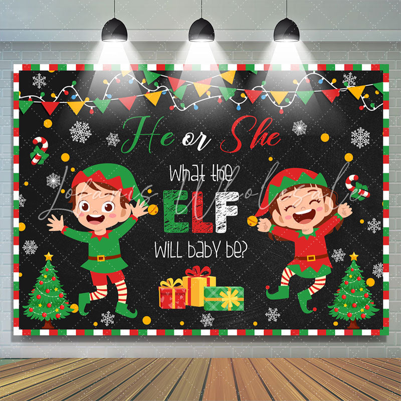 Lofaris What Elf Will The Baby Be Christmas Shower Backdrop