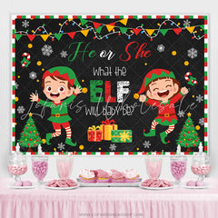 Lofaris What Elf Will The Baby Be Christmas Shower Backdrop