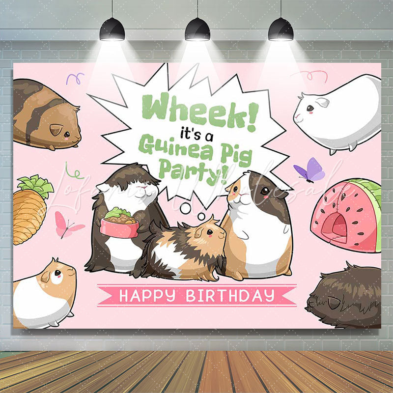 Lofaris Wheek Its A Guinea Pig Party Happy Birthday Backdrop