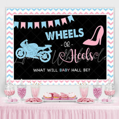 Lofaris Wheels And Heels Black Baby Shower Backdrop Decoration