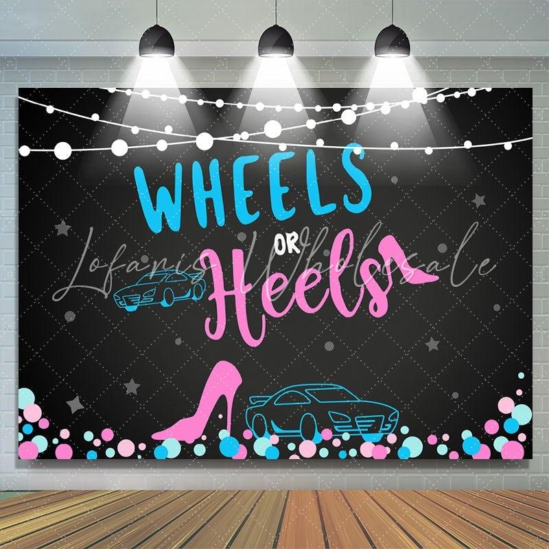 Lofaris Wheels and Heels Baby Shower Backdrop