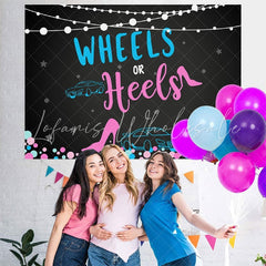 Lofaris Wheels and Heels Baby Shower Backdrop