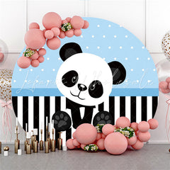 Lofaris White And Black Panda Round Blue Baby Shower Backdrop