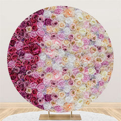 Lofaris White And Purple Floral Round Wedding Decoration Backdrop