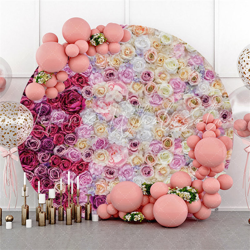 Lofaris White And Purple Floral Round Wedding Decoration Backdrop