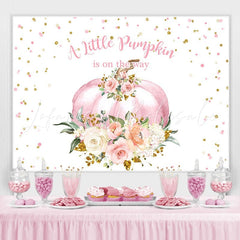 Lofaris White bokeh flowers pumpkin girl baby shower backdrop