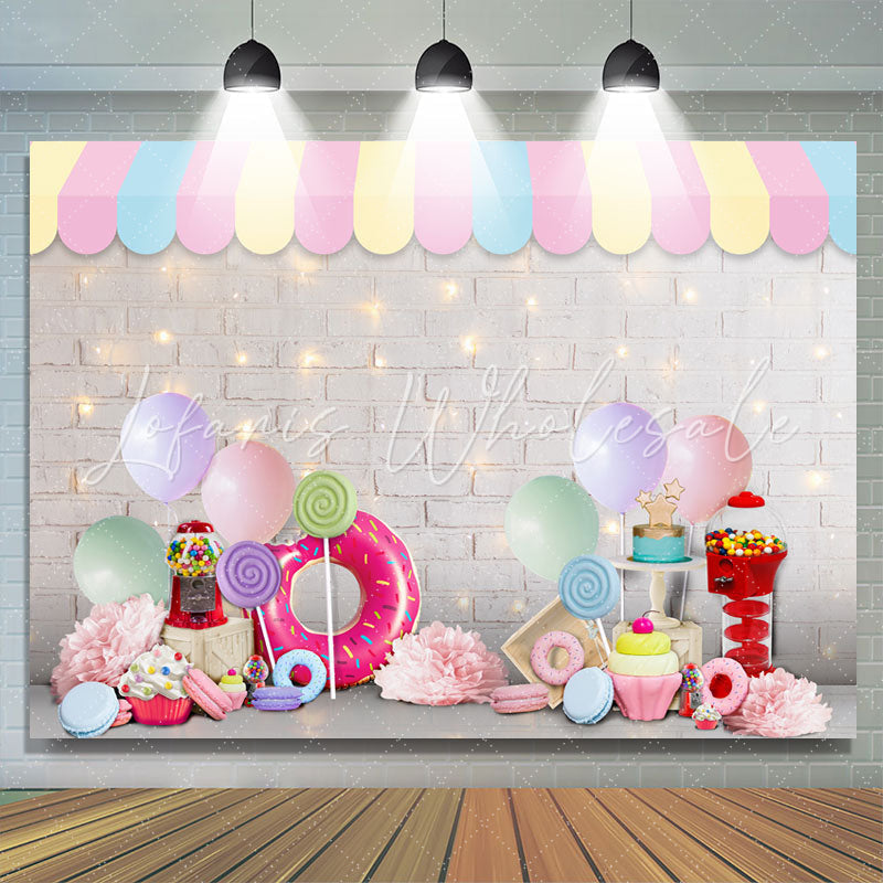 Lofaris White Brick And Glitter Wall Happy Birthday Backdrop