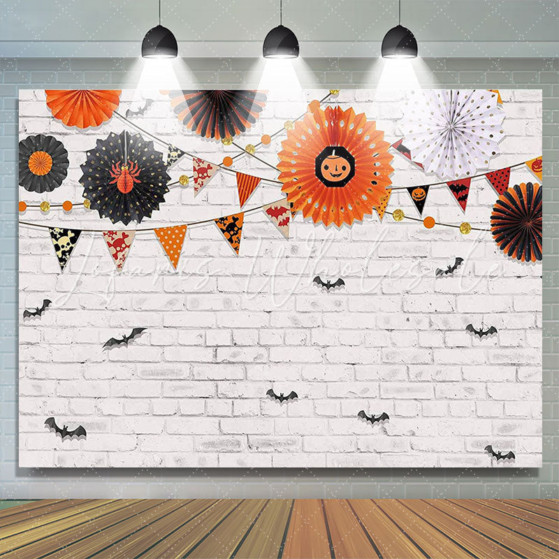 Lofaris White Brick Wall Flying Bats Newborn Baby Shower Party Backdrop