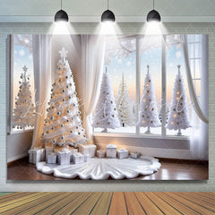 Lofaris White Christmas Tree Windows Photoshoot Backdrop