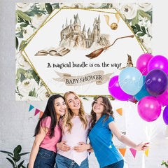 Lofaris White Floral Harry Potter-themed Baby Shower Backdrop