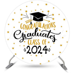 Lofaris White Gold Cap Class 2024 Round Graduation Backdrop