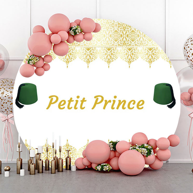 Lofaris White Gold Green Fez Hat Petit Prince Round Backdrop