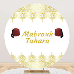 Lofaris White Gold Red Hat Mabrouk Tahara Round Backdrop