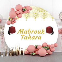 Lofaris White Gold Red Hat Mabrouk Tahara Round Backdrop