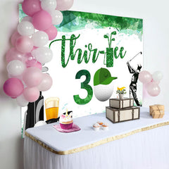 Lofaris White Green Golf Field 30th Birthday Party Backdrop