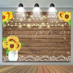 Lofaris White Lace and Sunflowers Wooden Backdrop for Party