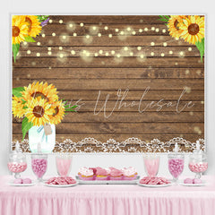 Lofaris White Lace and Sunflowers Wooden Backdrop for Party