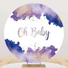 Lofaris White Purple Oh Baby Round Gender Reveal Backdrop