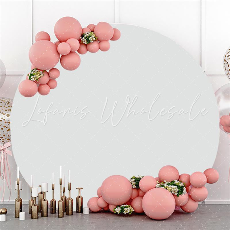 Lofaris White Simple Happy Birthday Round Backdrop for Party