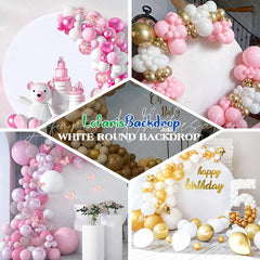 Lofaris White Simple Happy Birthday Round Backdrop for Party