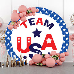 Lofaris White Team American Flag Star Sport Round Backdrop