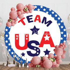 Lofaris White Team American Flag Star Sport Round Backdrop