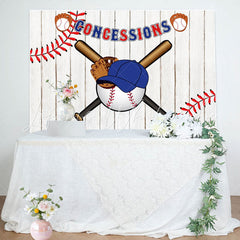 Lofaris White Wood Baseball Cap Hat Bat Birthday Backdrop