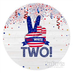 Lofaris White Wood Red And Blue 2nd Happy Birthday Round Backdrop