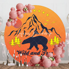 Lofaris Wild And Free Bear Sunset Mountain Round Backdrop