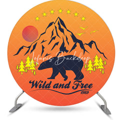 Lofaris Wild And Free Bear Sunset Mountain Round Backdrop