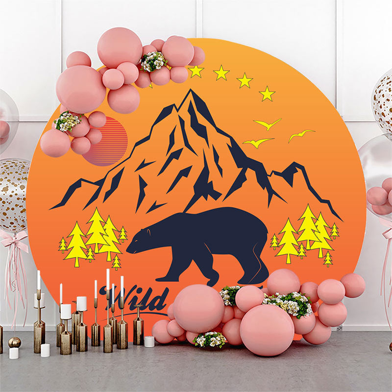 Lofaris Wild And Free Bear Sunset Mountain Round Backdrop